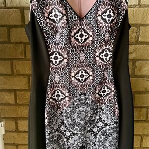 London Style Black and White Long Sleeve Sheath Dress